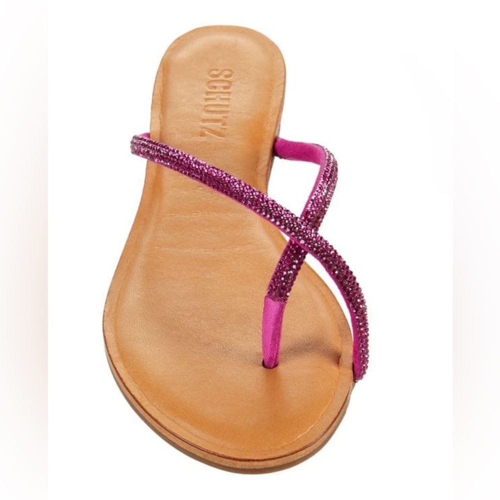 SCHUTZ Pink Thong Sandals with Glittery Strap